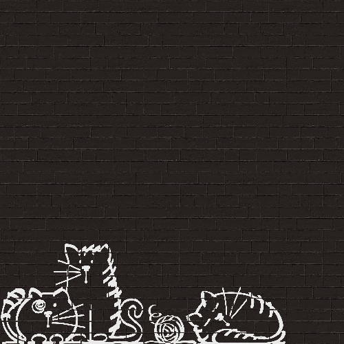 ECHANTILLON (taille variable) de Parement mural briquettes original motif chat Marlon Nuney Noir 20x50cm - 1
