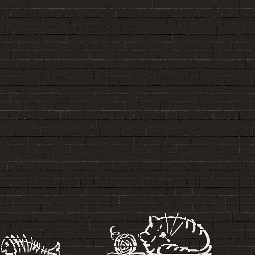 ECHANTILLON (taille variable) de Parement mural briquettes original motif chat Marlon Nuney Noir 20x50cm - 2
