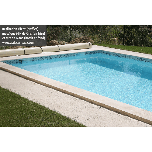 ECHANTILLON (taille variable) de Mosaique piscine Mix de Gris bleuté GREY 32.7x32.7 cm - 2