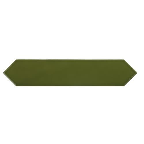 ECHANTILLON (taille variable) de Faience navette crayon vert foncé brillant 5x25 cm ARROW GREEN KELP 25827 - 1