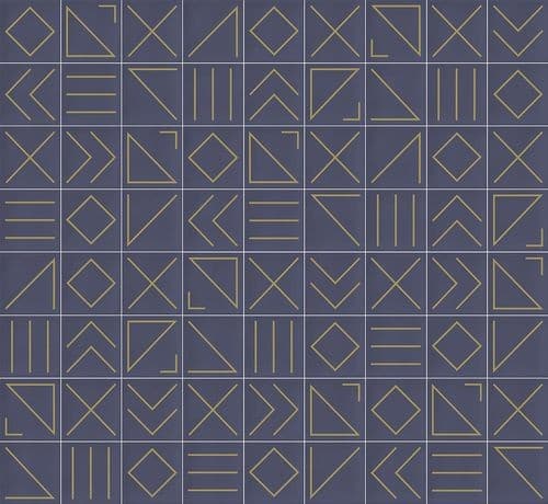 Faïence géométrique bleu marine/doré 23x33.5 cm NAGANO INDIGO-   - Echantillon - 1