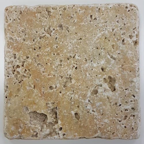 ECHANTILLON (taille variable) de Carrelage pierre TRAVERTIN TR-TAS SCABOS beige noce 10x10CM - 1er choix- 0. - 2