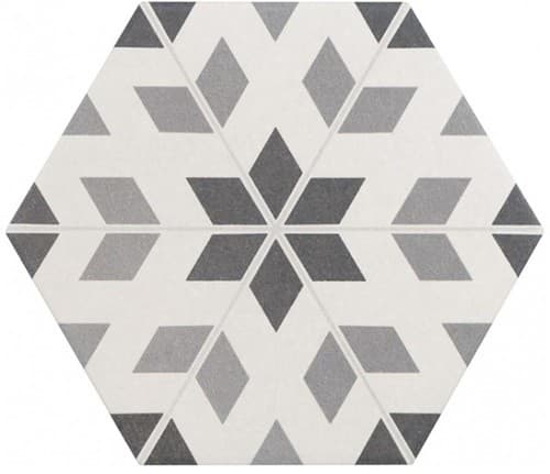 Carrelage hexagonal 17.5x20 Tomette Harmony B&W    - Echantillon - 3