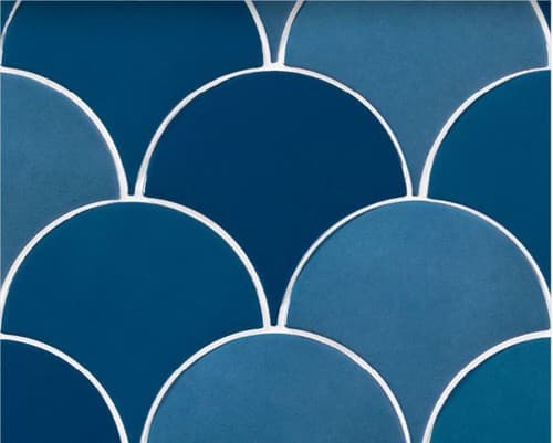 ECHANTILLON (taille variable) de Carreau écaille bleu marine nuancé 12.7x6.2 SQUAMA TURCHESE - 1