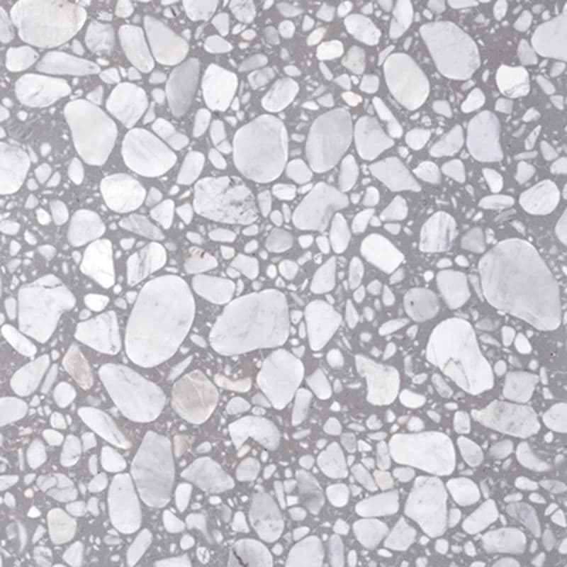 Carrelage Terrazzo gris avec morceaux marbrés blancs taille 60x60 cm
