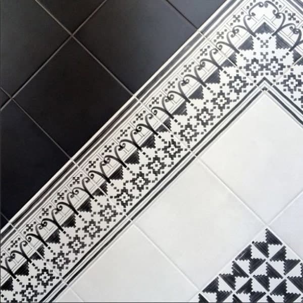 Carrelage imitation ciment décor noir et blanc 20x20 cm FRISE BELEM - 1m² - 3
