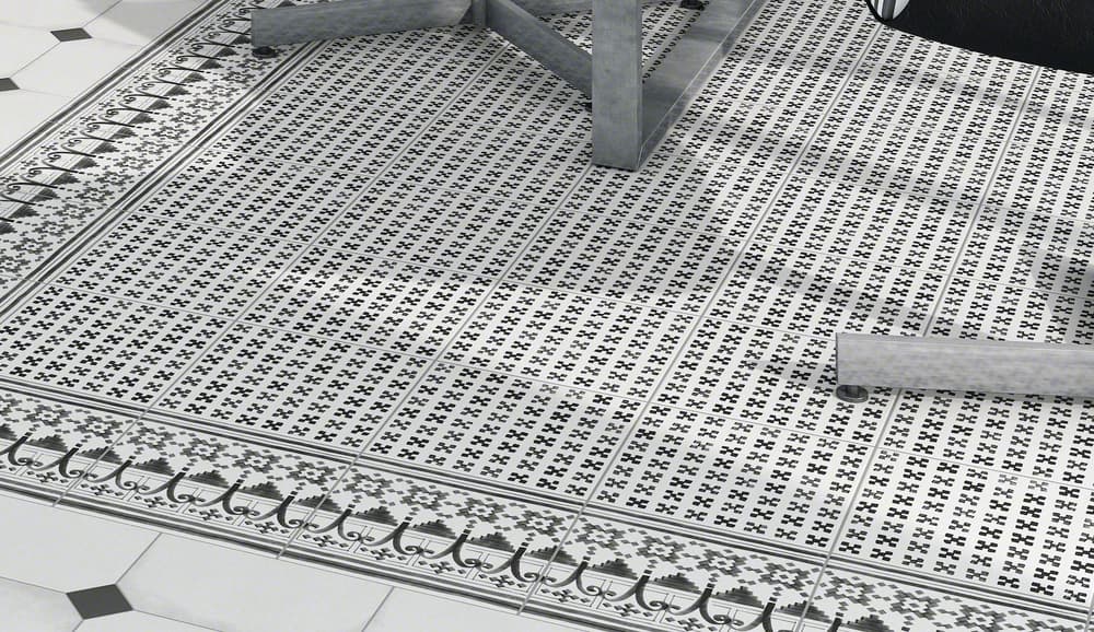 Carrelage imitation ciment décor noir et blanc 20x20 cm ANGLE BELEM - 4 Unités - 1