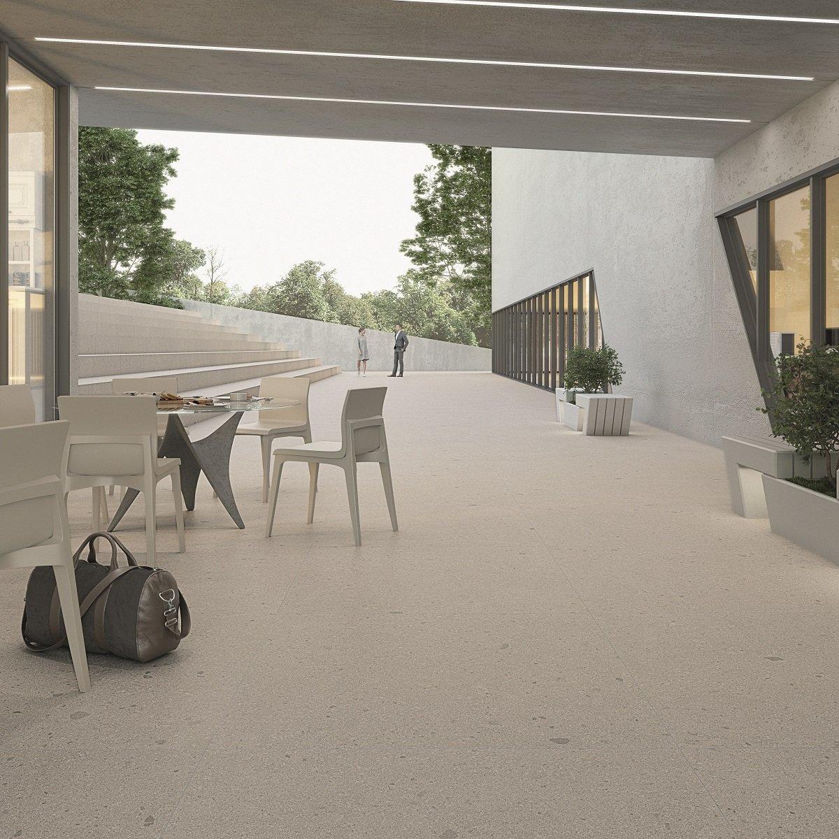 Carrelage grand format aspect terrazzo GALBE CENIZA CENIZA   80X80- 1,28 m²