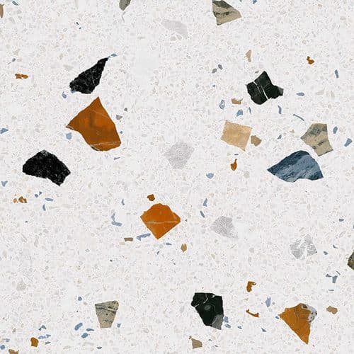 Terrazzo blanc avec fragments de marbre multicolores 60x60 cm