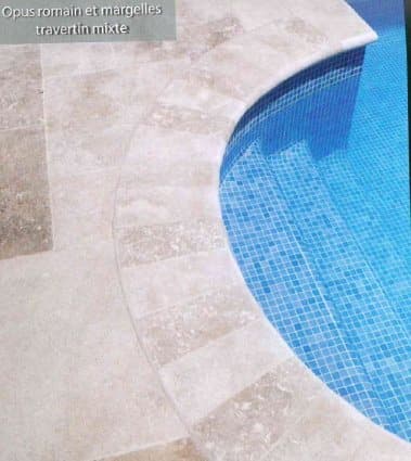 SET bain romain Margelles courbes rayon 150cm travertin beige veilli - 1
