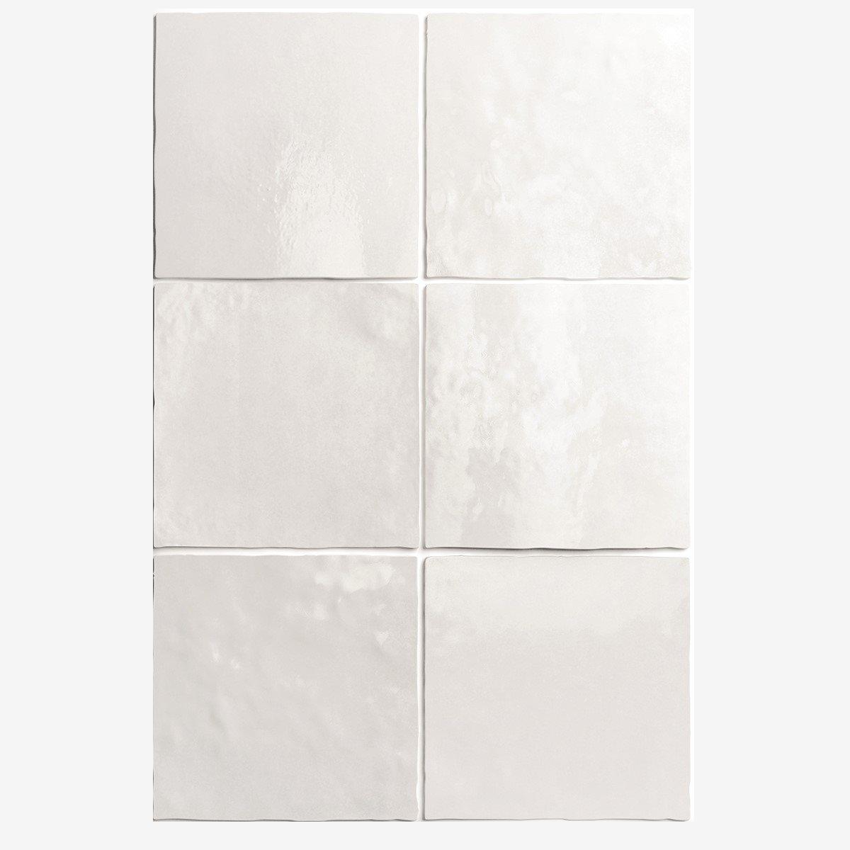 Zellige blanc nuancé de texture lisse sans motifs taille 15x15 cm