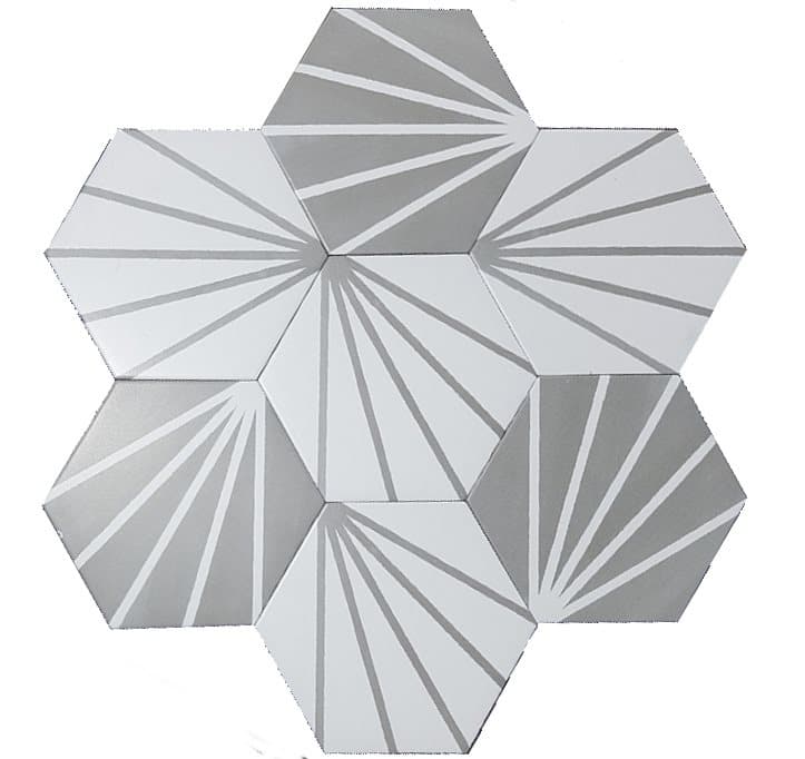 Tomette grise motif dandelion MERAKI GRIS -19.8x22.8 cm - 0.84m² - 2