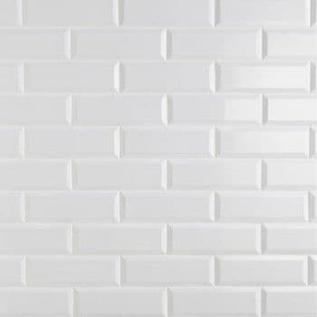 Carrelage uni blanc brillant moderne format rectangulaire 10x30 cm pour design intérieur contemporain