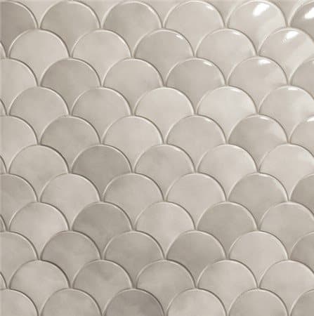 Carrelage uni gris à motif écaille brillant, dimensions 12,7x6,2