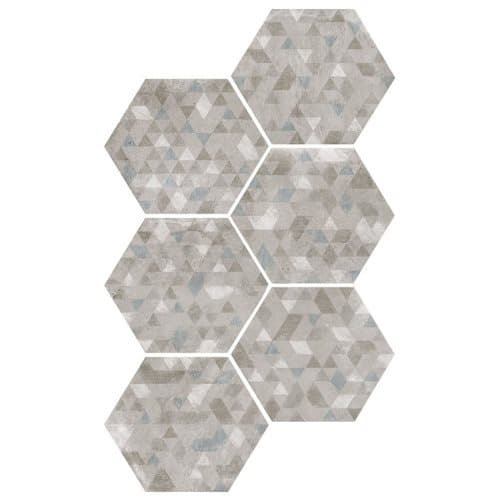 Carrelage hexagonal décor gris 29.2x25.4cm URBAN FOREST SILVER 23615 R9 - 1m² - 1