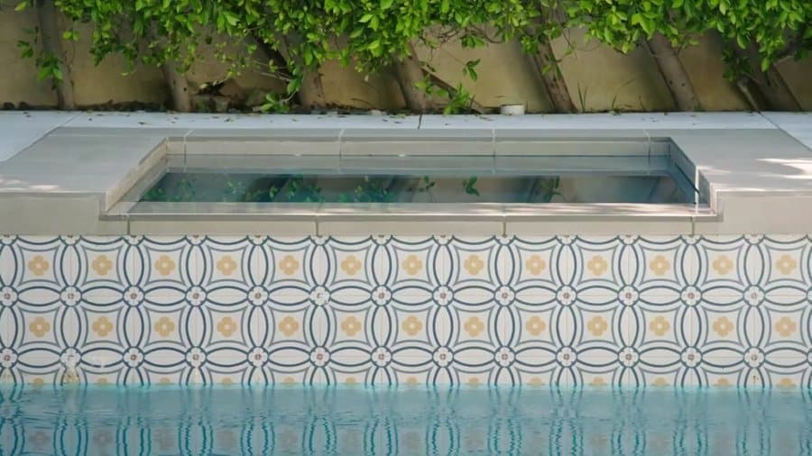 Carrelage piscine imitation ciment rosace 20x20 cm CAPRICE SAINT TROPEZ 20941 1m² - 1