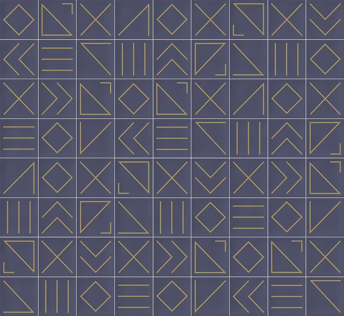 Faïence géométrique bleu marine/doré 23x33.5 cm NAGANO INDIGO- 1m² - 1