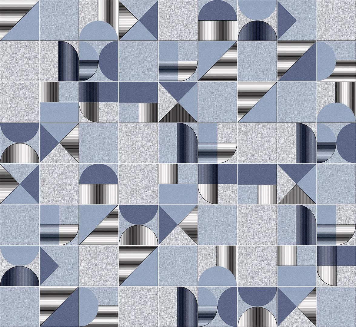 Faïence géométrique bleu marine 23x33.5 cm NAGO INDIGO- 1m² - 1