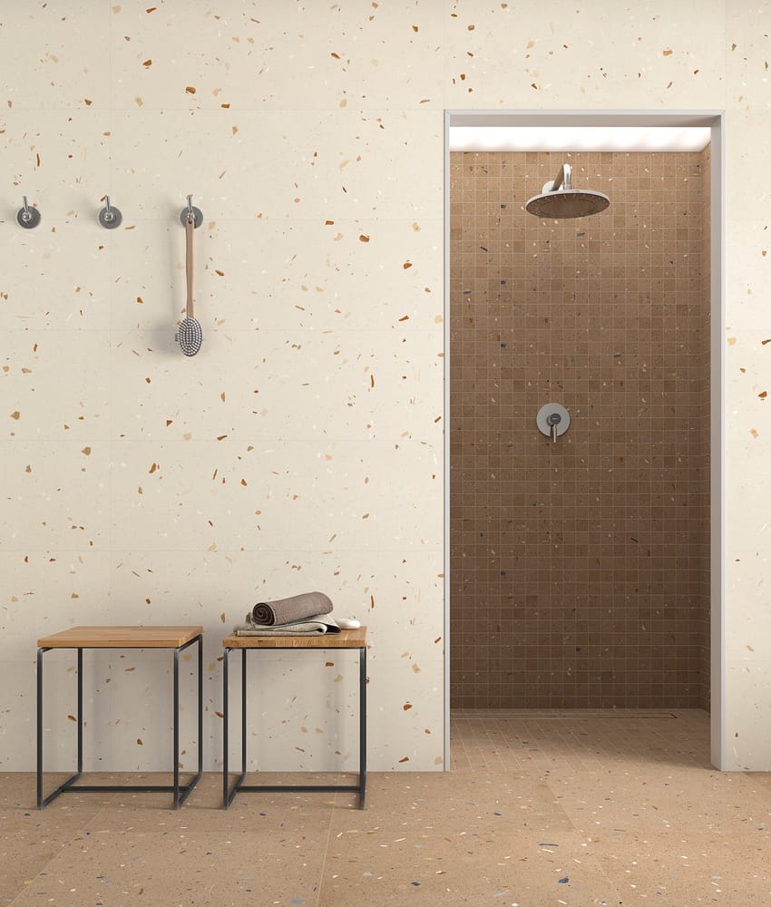 Faience grand format rectifiée style terrazzo TIMOR NUEZ - 30X99 - 1,27 m²