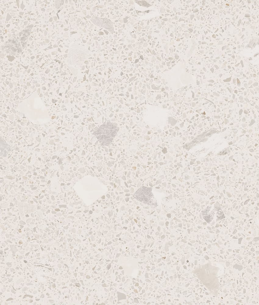 Carrelage Terrazzo blanc avec nuances de gris et éclats de marbre 80x80 cm