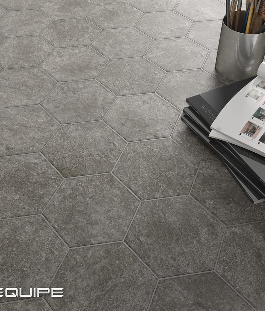 Tomette design HEXATILE CEMENT BLACK 17.5x20 - 22094 R10 - 0.71m²