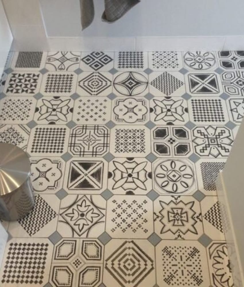 Carrelage cabochons Carrelage octogonal décoré 20x20 mat et cabochons VARIETTE - 1m² - As de Carreaux
