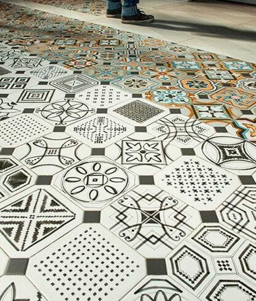 Carrelage cabochons Carrelage octogonal décoré 20x20 mat et cabochons VARIETTE - 1m² - As de Carreaux