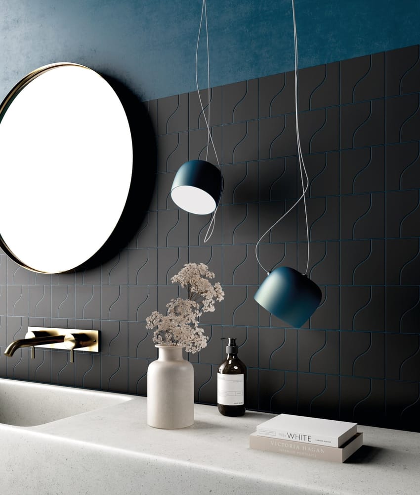 Faience pâte blanche effet vague CANNE BLACK - 8,3X12 - 0,48 m²