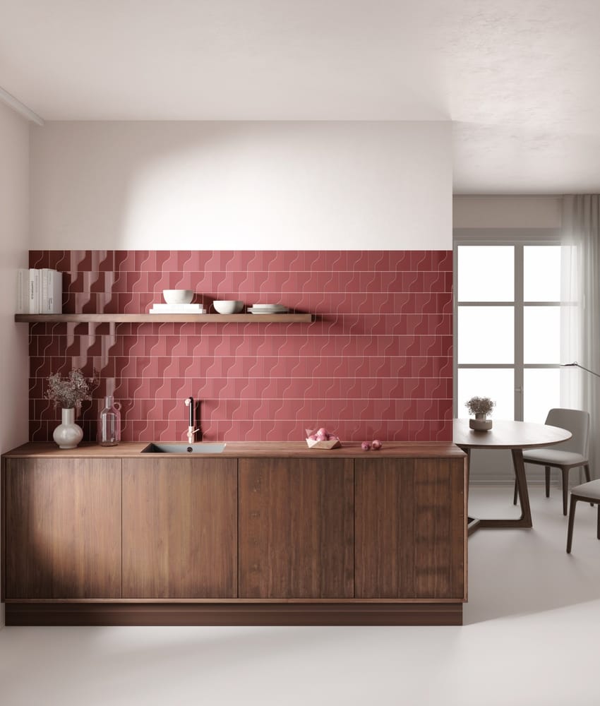 Faience pâte blanche effet vague CANNE RUBY SHADE - 8,3X12 - 0,48 m²