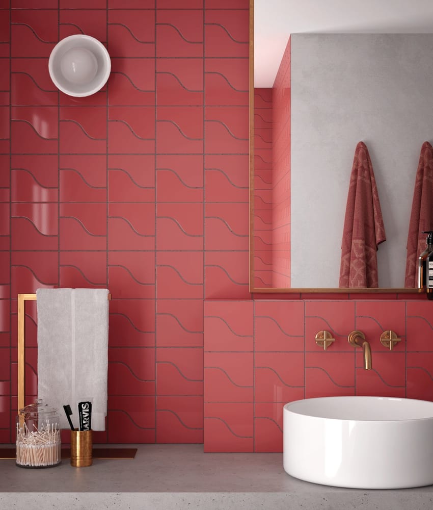 Faience pâte blanche effet vague CANNE RUBY SHADE - 8,3X12 - 0,48 m²