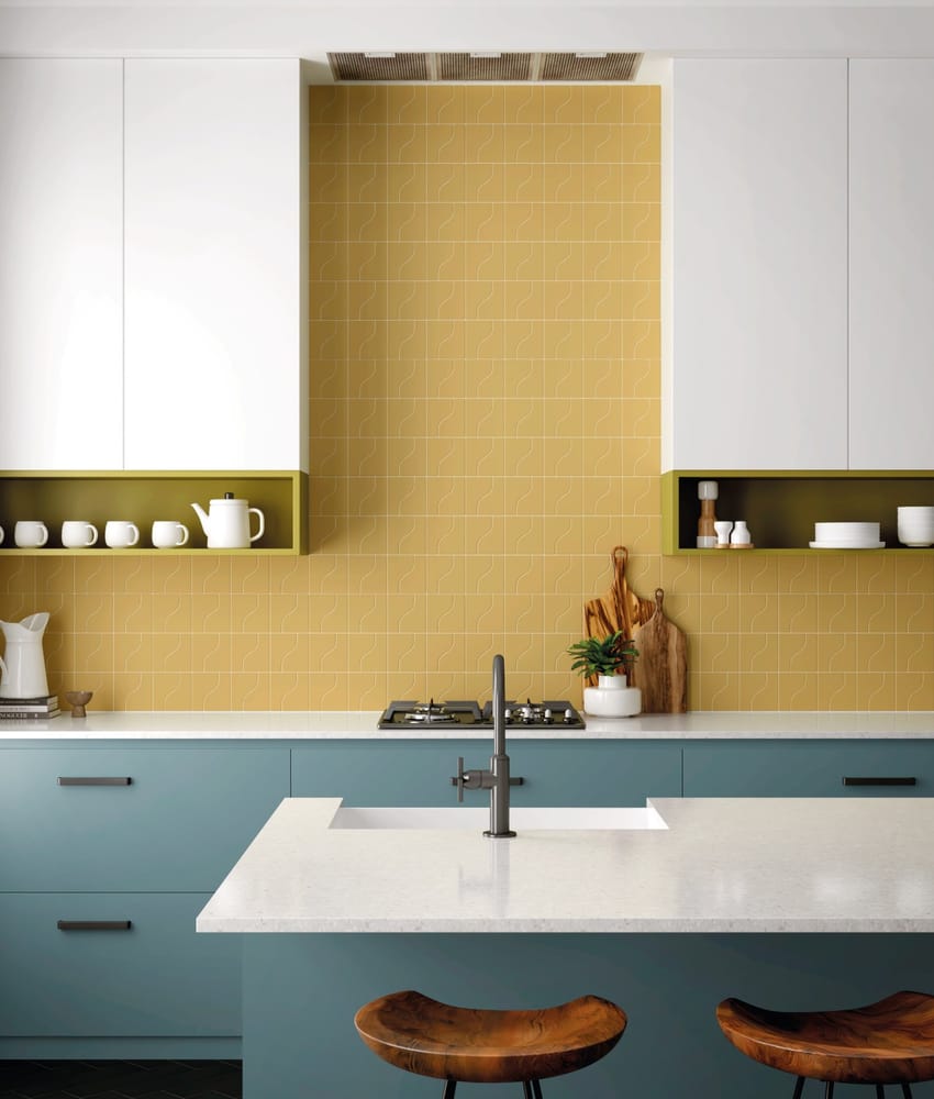 Faience pâte blanche effet vague CANNE YELLOW MATT - 8,3X12 - 0,48 m²