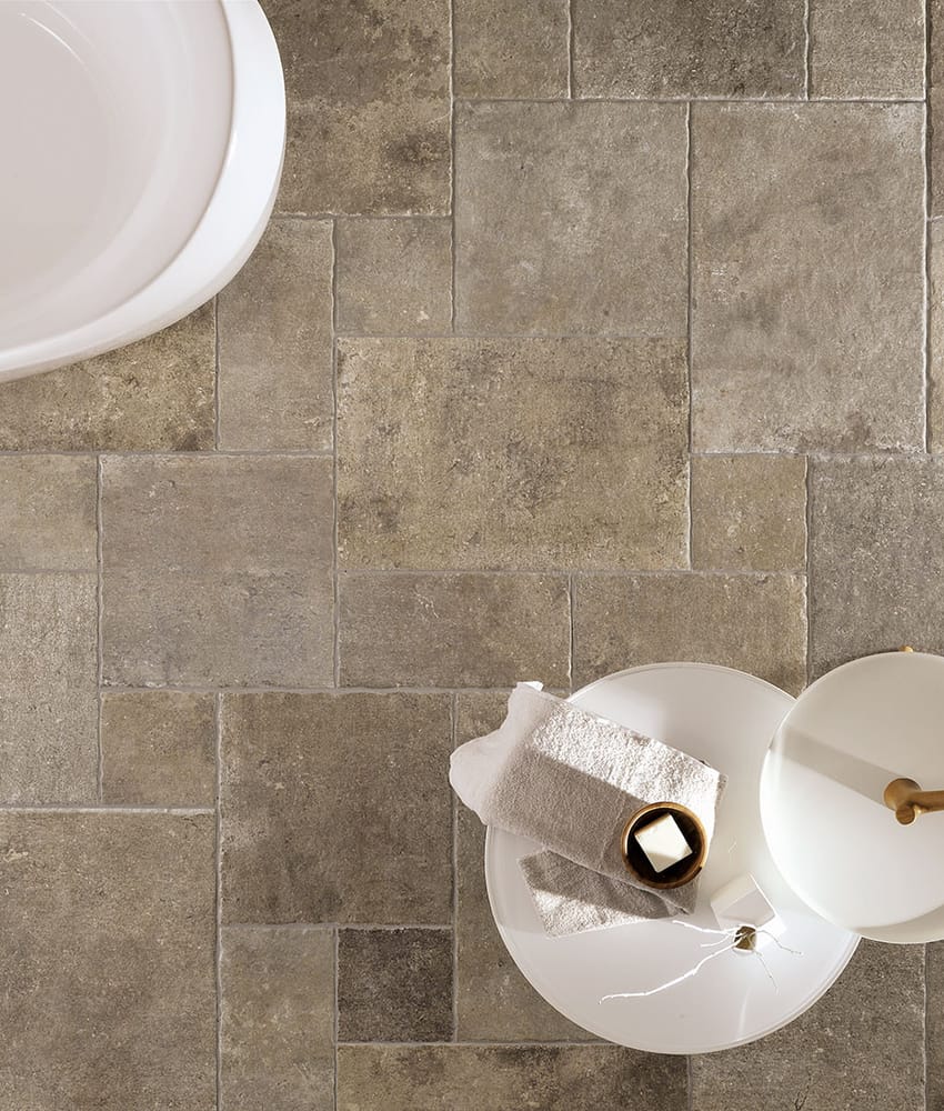 Carrelage grès cérame anti dérapant effet pierre LAUNCESTON TAUPE ANTISLIP 40,8X61,4 - 1,253m²
