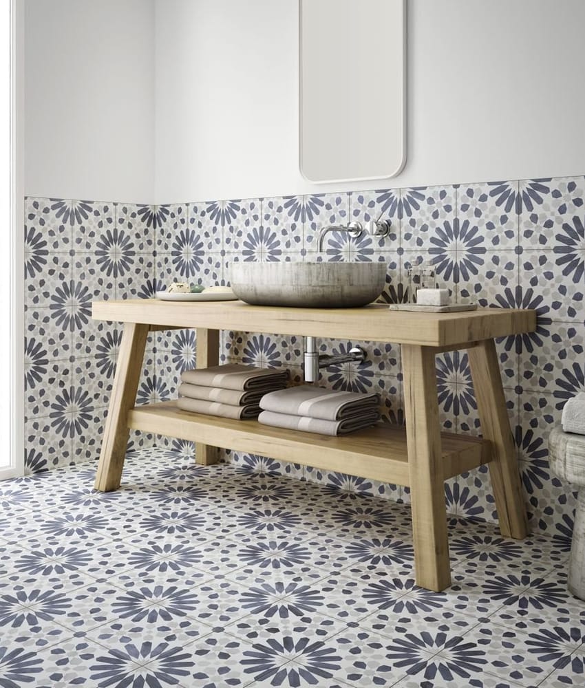 Carrelage effet ciment coloré MAUDRA BLUE NATURAL 44X44 cm- 1.37 M²