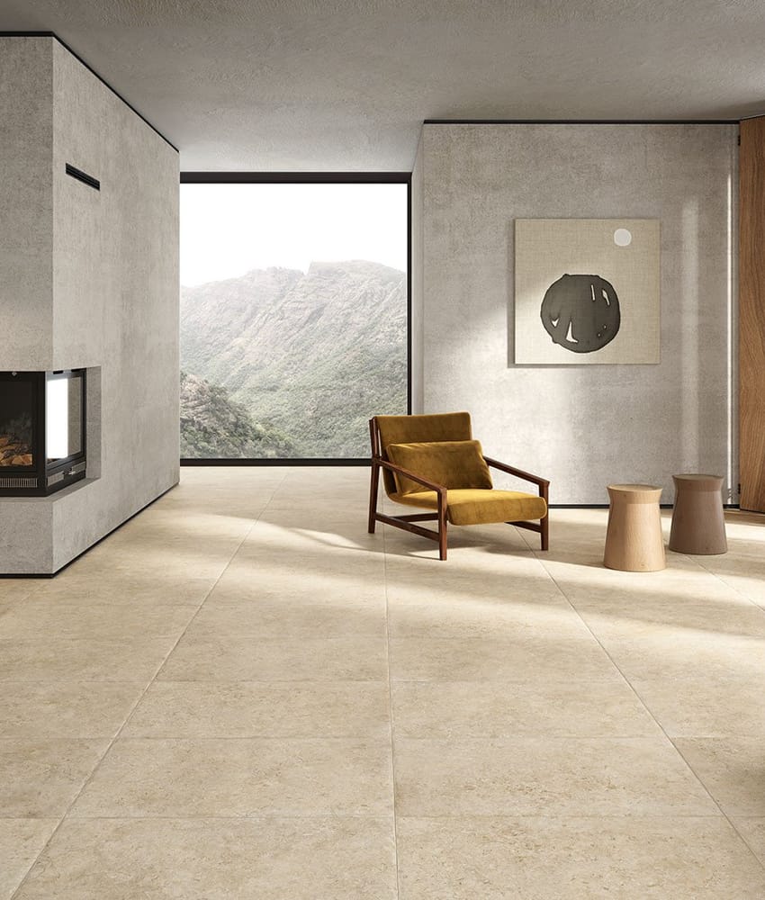 Carrelage brillant en grès cérame effet pierre de Jérusalem GOLDCOAST BEIGE 30,2X90,6 - 1,64m²
