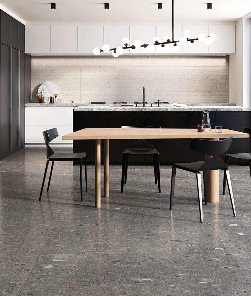 Carrelage grès cérame effet pierre très grand format MAITLAND DARK GREY NATURAL 75X149,7 - 1,12m²