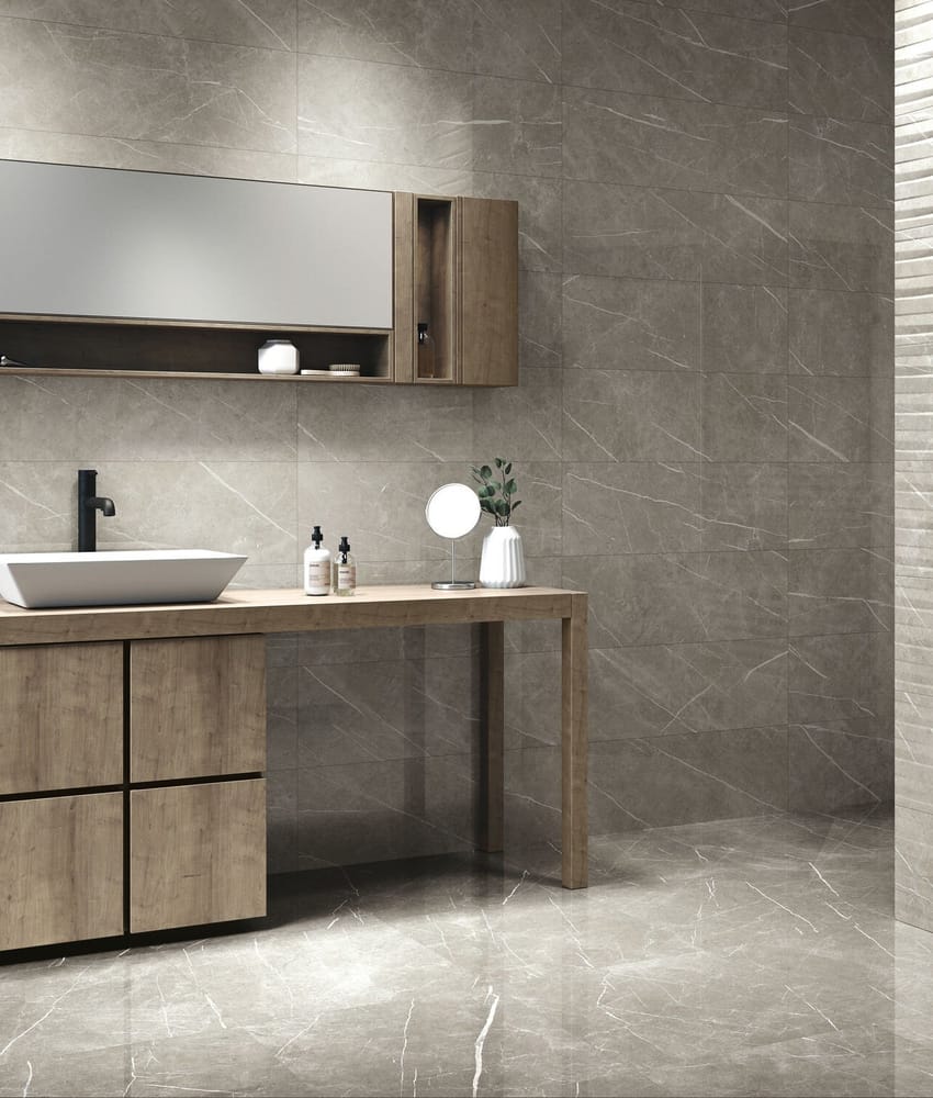 Carrelage imitation marbre ETERNEL TAUPE PULIDO 60X120 - 1,44m²