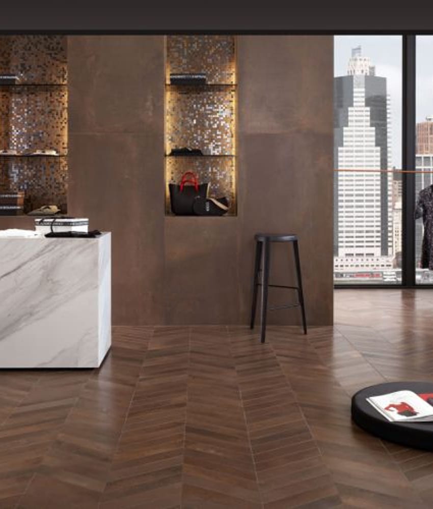 Carrelage aspect metalique rectifié MILAGRO CORTEN 60X60- 1,44 m²