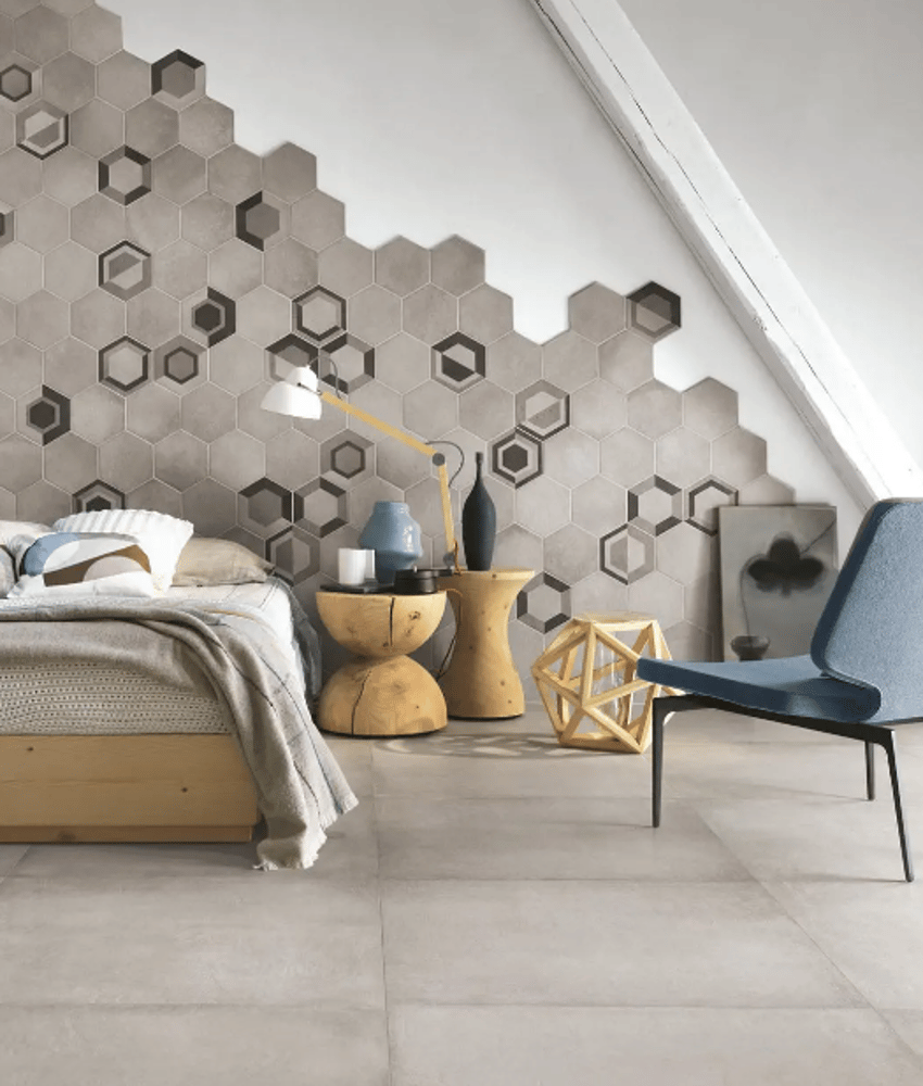 Tomettes, hexagones Carrelage hexagonal tomette anthracite vieillie 23x26.6cm RIFT Grafito - 0.504m² - As de Carreaux