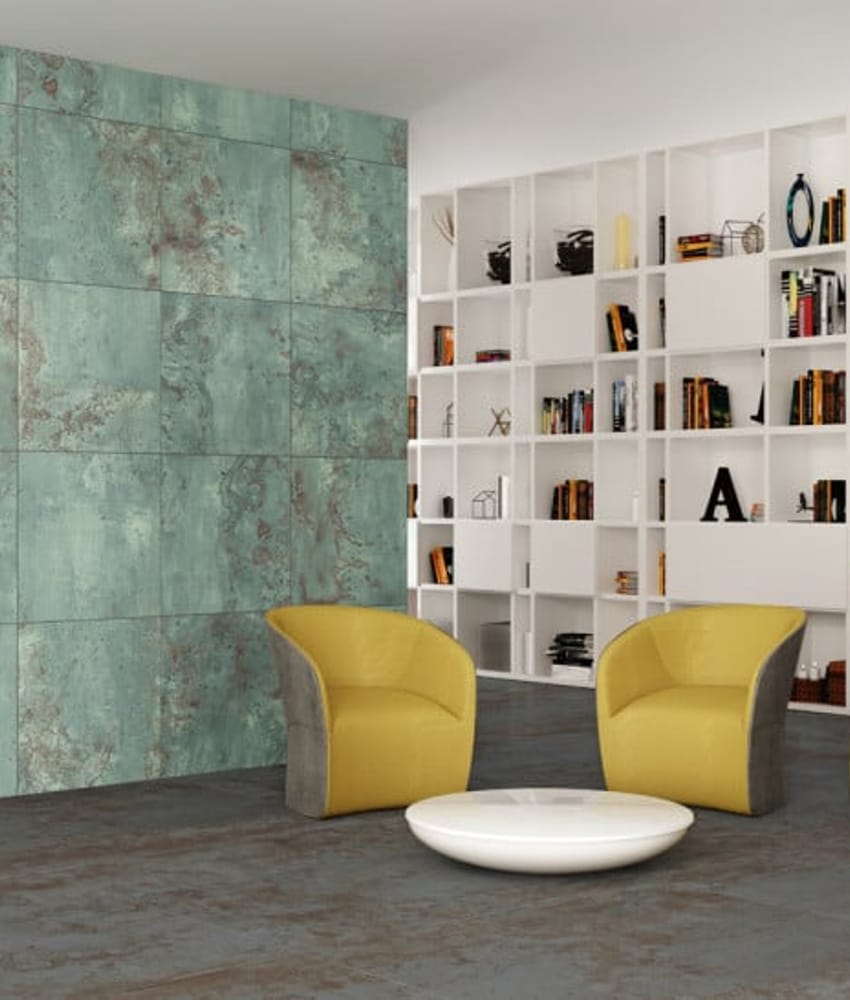 Carrelage rectifié effet métal ZINC GREEN 60X60 - 1.77m²