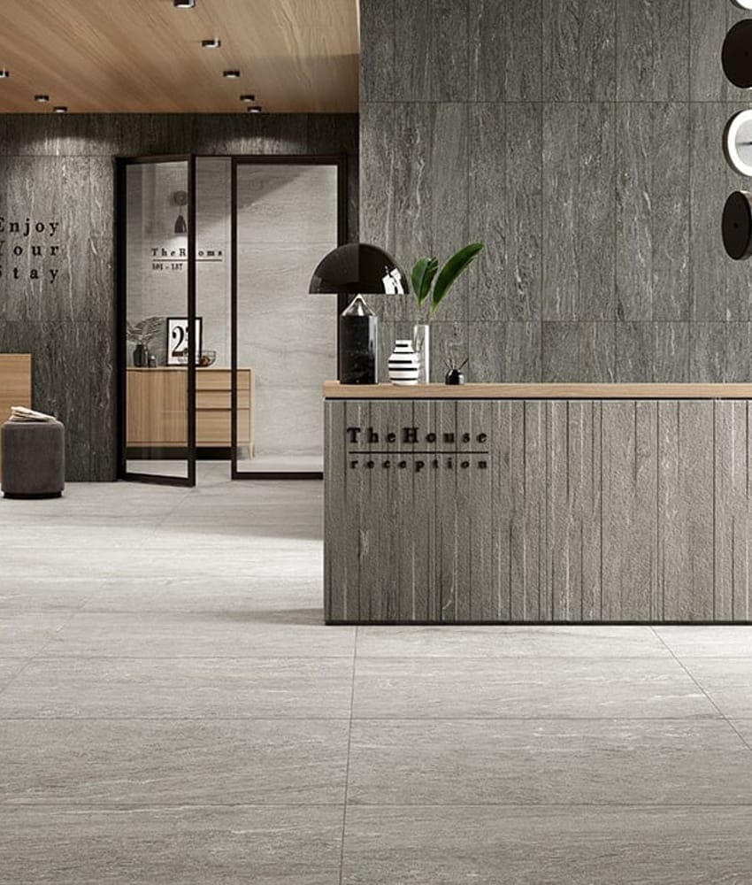 Carrelage grès cérame effet pierre DALLON LIGHT GREY ANTISLIP 2CM 60,4X90,6 - 0,54m²