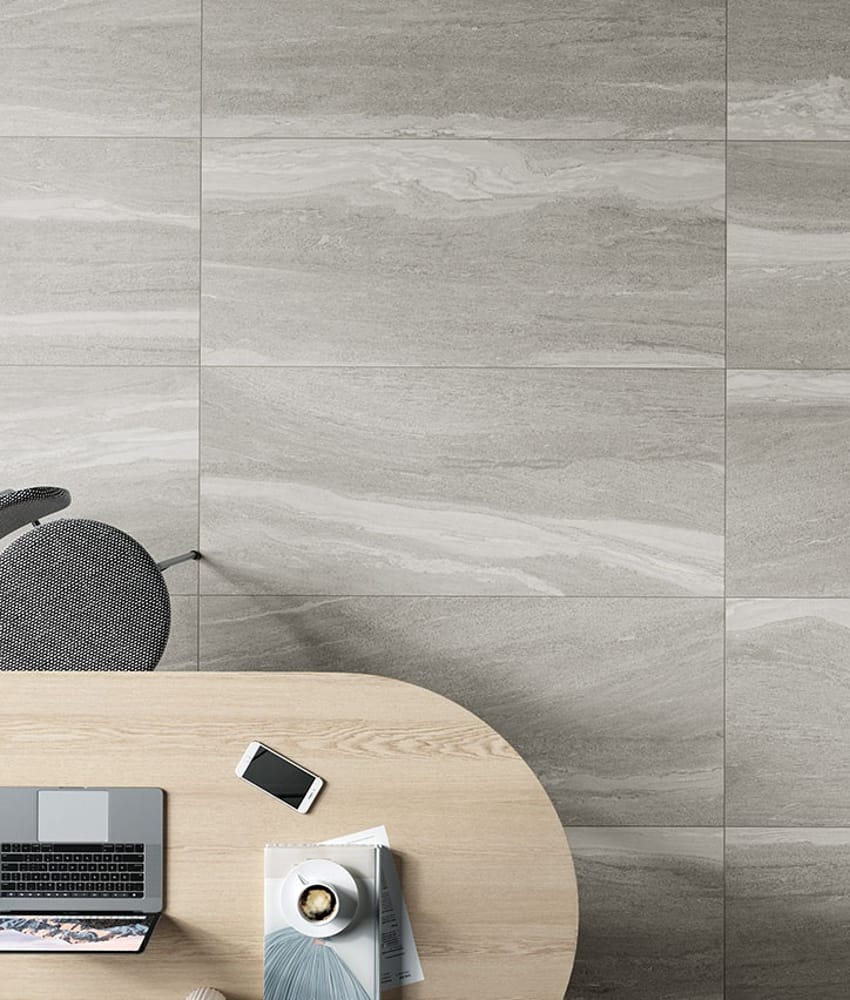 Carrelage grès cérame effet pierre DALLON LIGHT GREY ANTISLIP 2CM 60,4X90,6 - 0,54m²