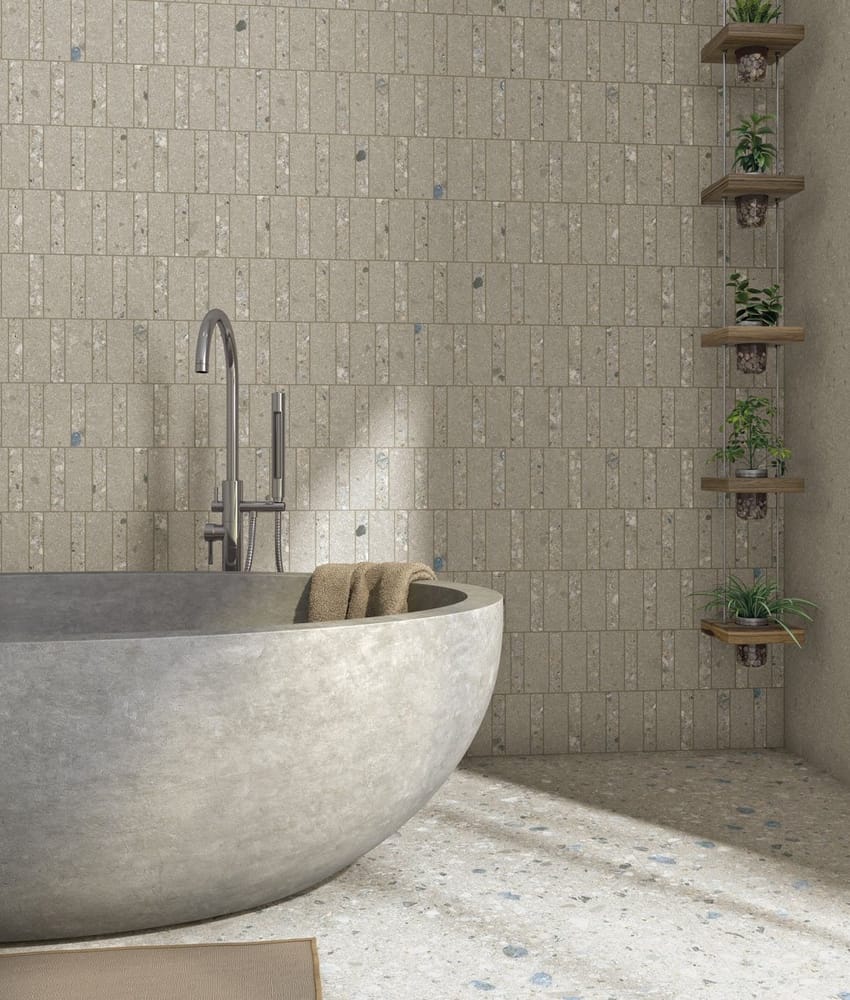 Carrelage grand format aspect terrazzo JACEE CENIZA  120X120- 1,44 m²