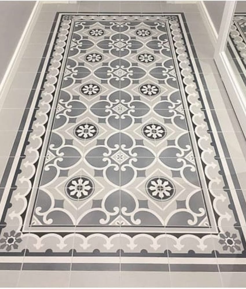 Carreaux de ciment imitation Carrelage imitation ciment rosace 20x20 cm CAPRICE CHATELET 20930- 1m² - As de Carreaux
