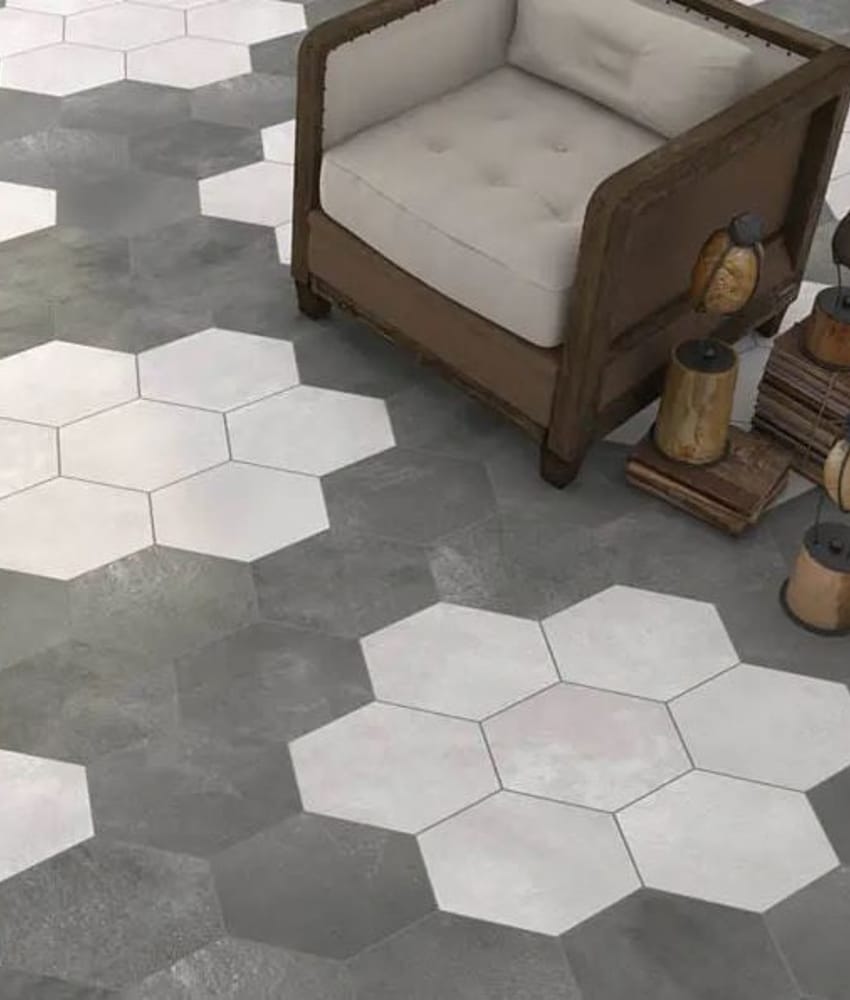 Tomettes, hexagones Carrelage hexagonal tomette blanche vieillie 23x26.6cm RIFT Blanche - 0.504m² - As de Carreaux