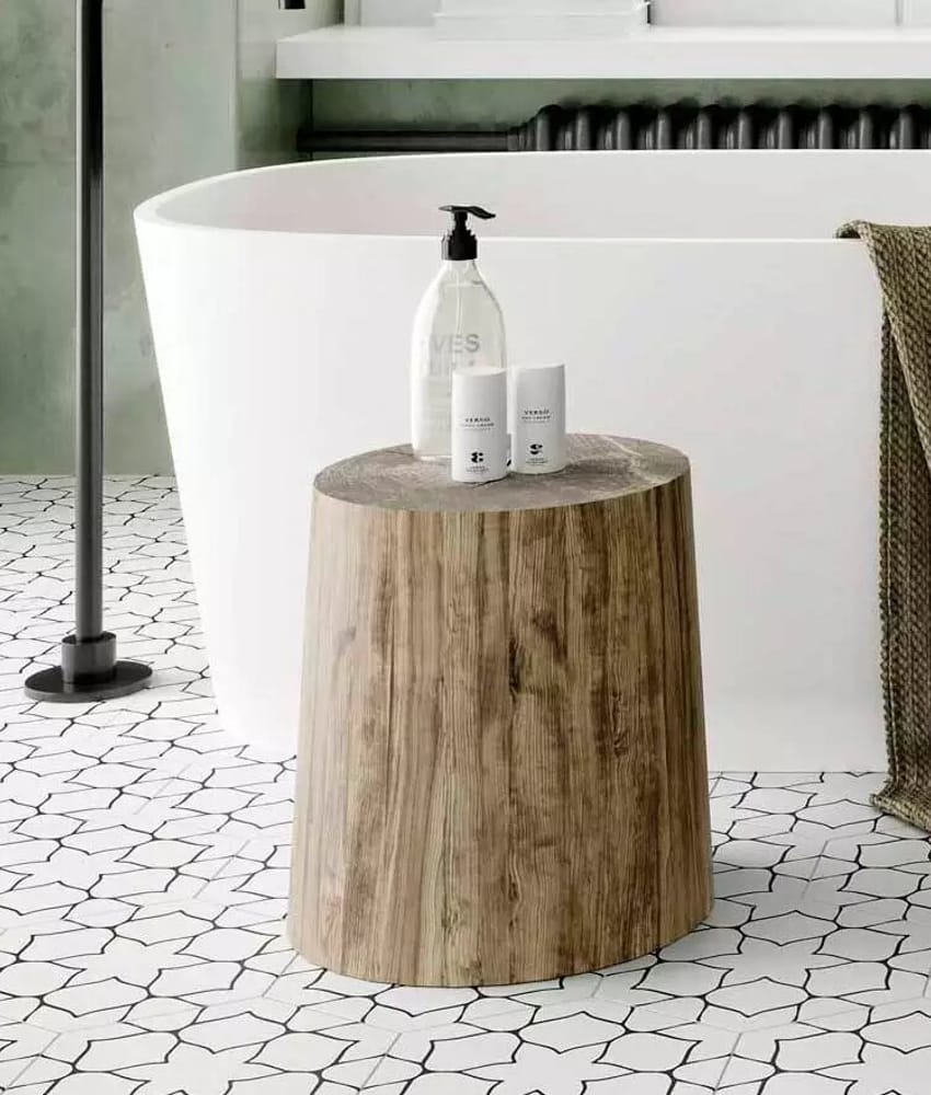 Carrelage tomette décorée KERNA WHITE 28.5X33 - 1 m²