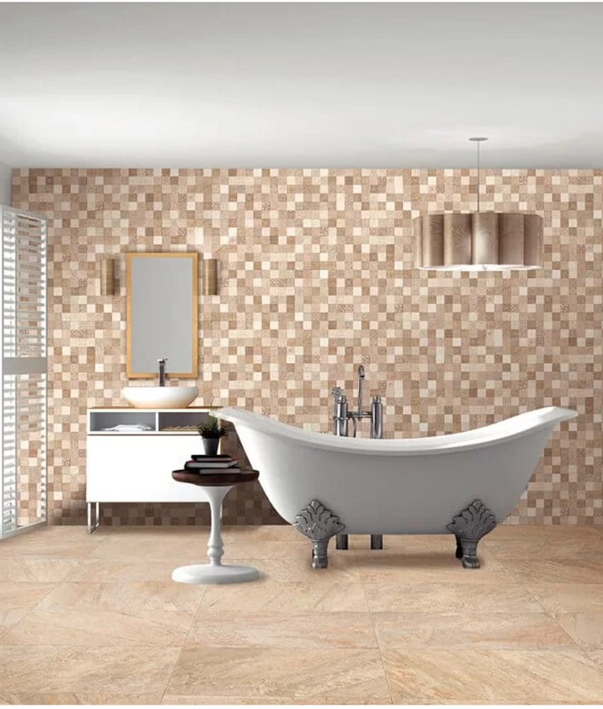 Faiences style carreau ciment Faience style ciment mosaique beige décoré Deco Lys Arena 32x62.5 cm - 1m² - As de Carreaux