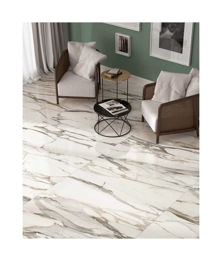 Carrelage effet marbre grand format CALACATTA GOLD POLI - 120X120 - 1,44 m²