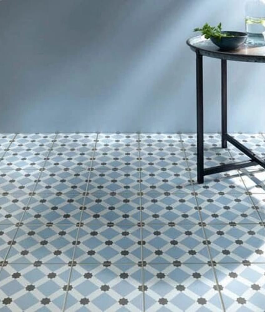 Carrelage interieur pas cher Carrelage style ciment blanc bleu géométrique 20x20 cm 1900 PALAU CELESTE - 1m² - As de Carreaux