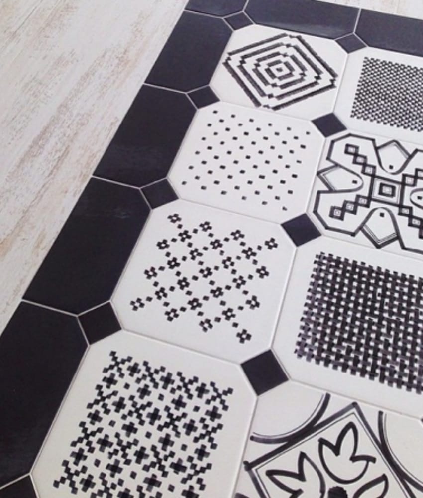 Carrelage cabochons Carrelage octogonal décoré 20x20 mat et cabochons VARIETTE - 1m² - As de Carreaux