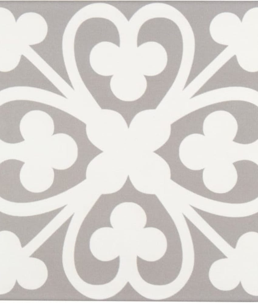 CARREAU CERAMIQUE 20X20 DECOR CLASSIQUE PETALE BLANC/GRIS CLAIR 11mm - 1 m²